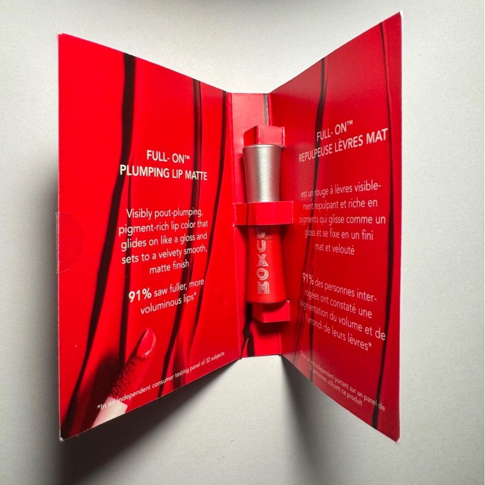 Buxom Full On Plumping Matte Lip Color Drop Some $ Red Lip Plumper .05 oz Mini - Picture 4 of 6